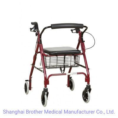 Hospital 4 Wheels Aluminum Rollator Walker with Seat