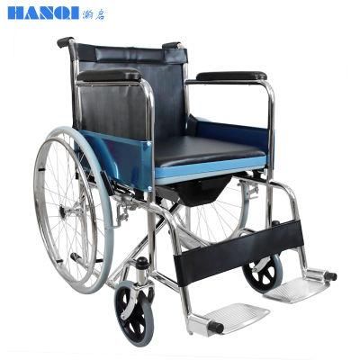 Hq609 High Quality Medical Manuel Folding Wheelchair with Commode