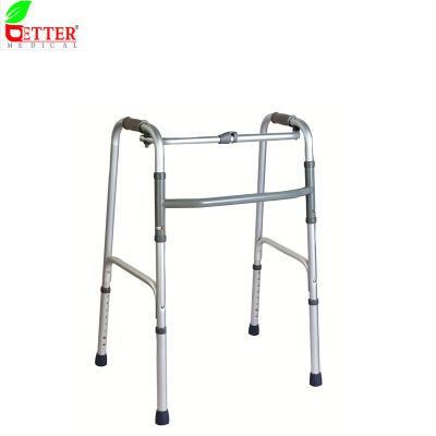 Rehabilitation Products Height Adjustable Foldable Aluminum Anodized Walker for Elderly