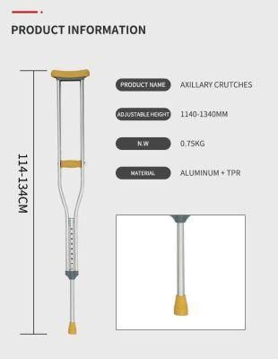 Aluminum Adjustable Adult Axillary Orthopedic Forearm Non-Slip Wallking Stick Underarm Crutch