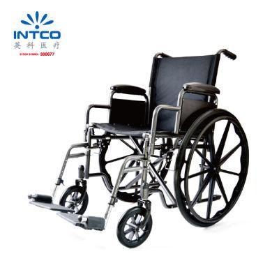 American Style Folding Medical Care Wheelchair with Steel Frame