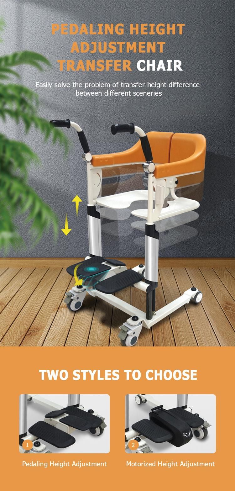 Multifunction Medical Pedal Transfer Toilet Lift Seat Commode Chair