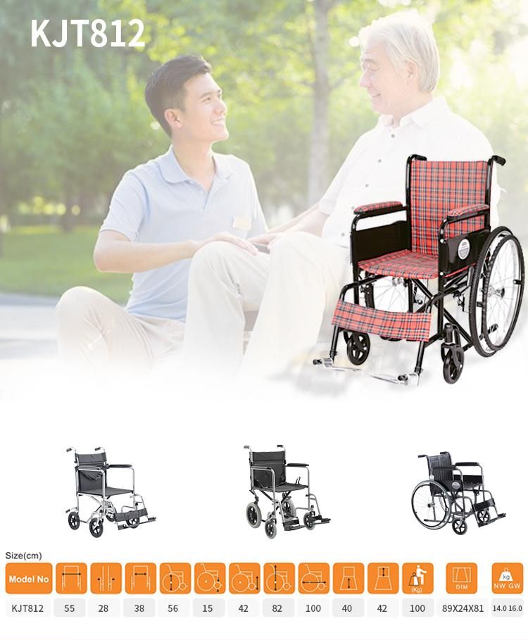Small Size Seat Width Manual Children Wheelchair Red Color Stripe 22 Inch Rear Wheel Wheel Chair Aluminum Footrest Weight Capacity 100kgs Get CE FDA