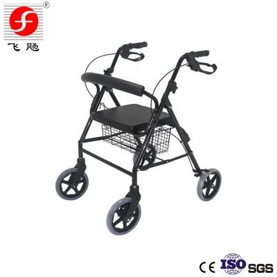 Black Color Rollator with Seat Medical Device Aluminium Walker