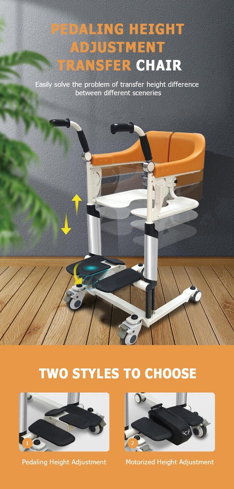 2022 New Patient Transfer Multifunctional Mechanical Lifting Commode Wheelchair