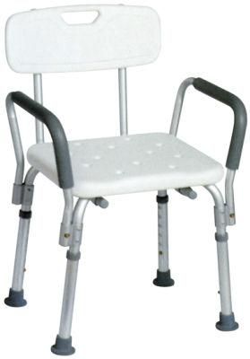 Aluminum Seat with Detachable Foam Armrest Disabled Bathing Seat Adjustable Height Shower Chair