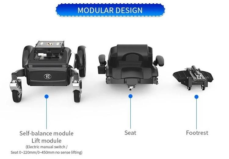 Recline Backrest and Seat Lift Folding Smart Electric Wheelchair