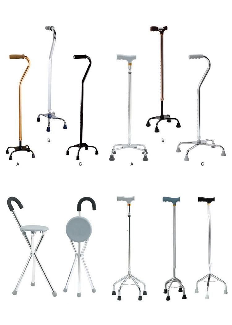 Portable Three-Legged Folding Stool Cane Walking Stick with Seat