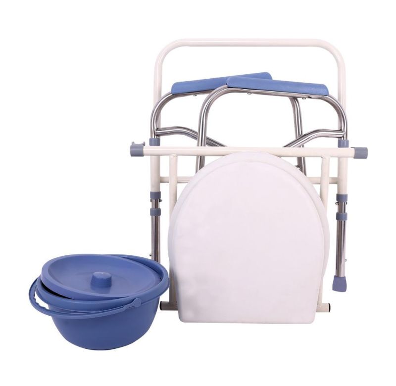 Height Adjustable Multifunctional Toilet Chair Foldable Stainless Steel Adult Disabled Commode Chair with CE&ISO