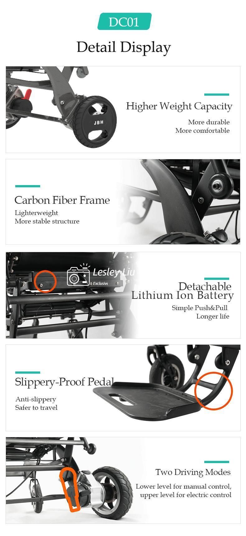 China Manufacturer Jbh Factory Supply Carbon Fiber Power Wheelchair DC01