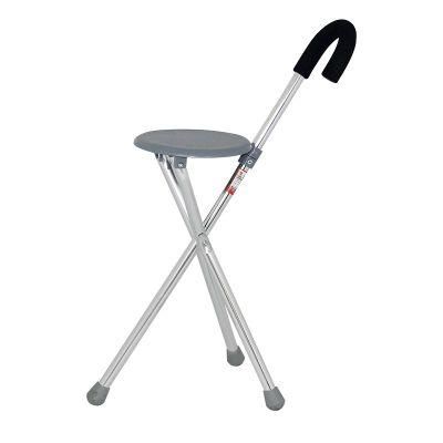 Adjustable Elderly Walking Stick Portable Aluminum Cane Chair with Foldable Seat