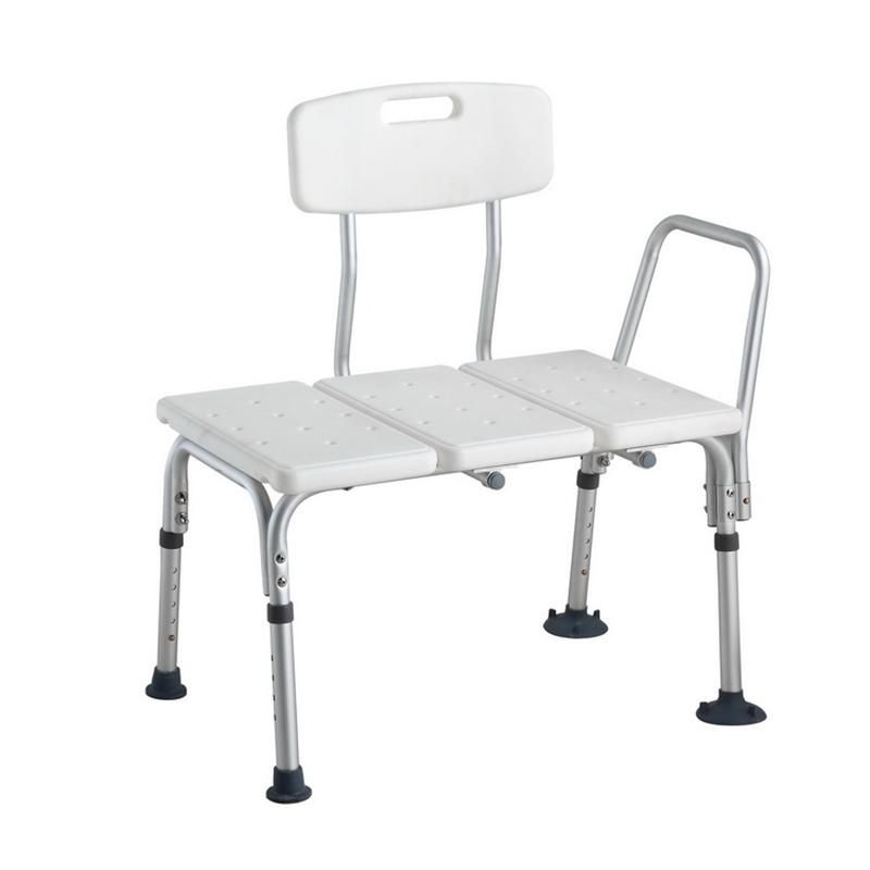 Aluminum Lightweight Easy Carry Portable Bath Bench Adjustable Bath Tub Seat with Backrest Shower Chair White PE Seat Board in Bathroom for Pregnant Woman