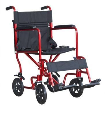 Transport Aluminum Wheelchair Fixed Armrest Detachable Footrest Nylon Cushion Wheel Chair Profession Manufacturer Have CE FDA ISO13485