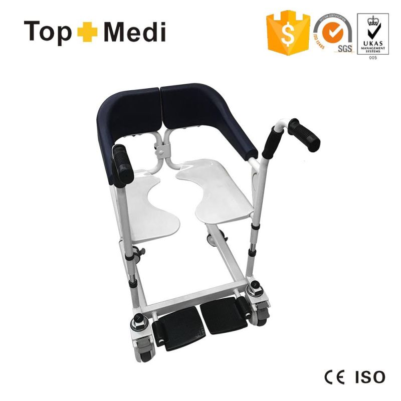 Multi-Function Height Adjustable Transfer Lift Patient Toilet Transport Commode Chair