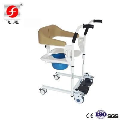 Multi-Function Mobile Lift Commode Chair with Bath Toilet for Disabled and Patients