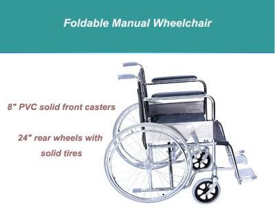 Competitive Price Steel Travel Manual ISO Foldable Hospital Wheelchair