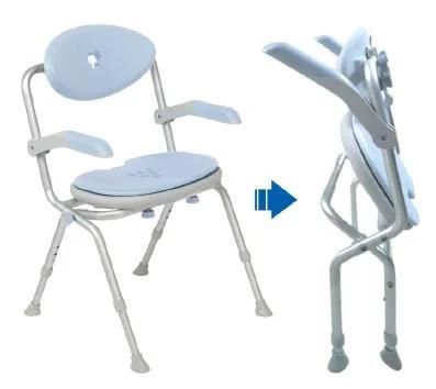 Aluminum Adjustable Bathroom Chair Shower with Arm for Elderly Folding Shower Chair Bath Seat