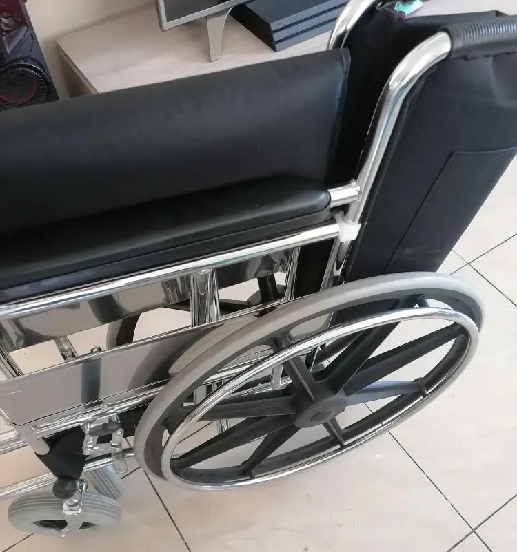 Medical Equipment Cheap Price Basic Steel Wheelchair with Fixed Footrest