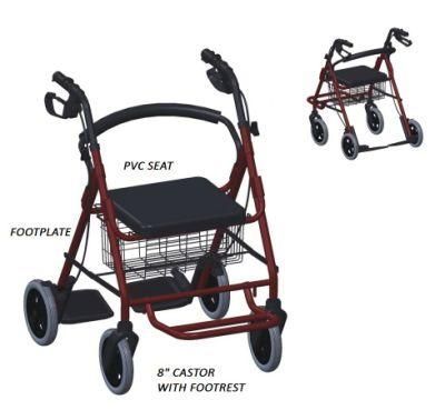 Lightweight Walking Aids Aluminum Walker Rollator Transport Wheelchair