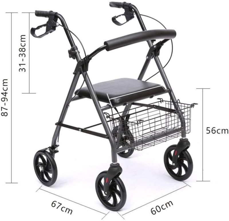 Economic Medical Rollator Walker Four Wheel Folding Walker, Linghtweight Disabled Scooter