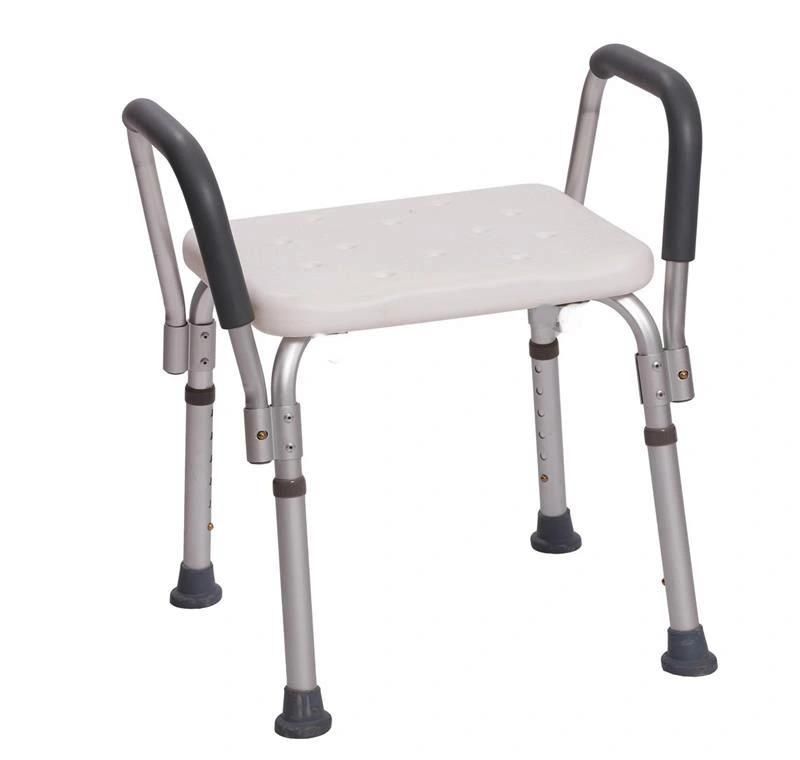 Lightweight Height Adjustable Shower Stool with Padded Armrest, Non-Slip Feet