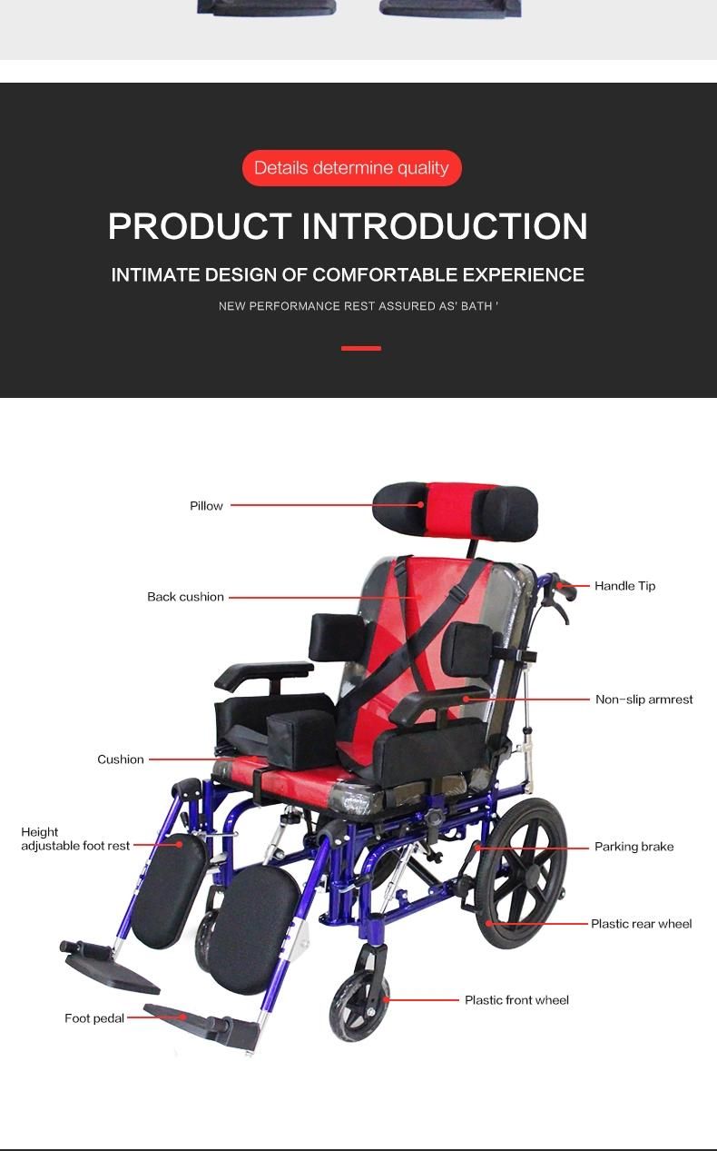 Hanqi Hq958L High-Quality Cerebral Palsy Manual Foldable Medical Wheelchair