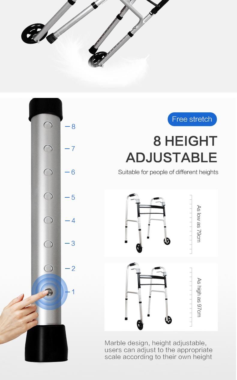 Hanqi Hq283L-5′′ High Quality Foldable Walker with Wheel for Patient