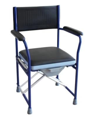 Flip Down Armrest Detachable Legrest Steel Commode Chair