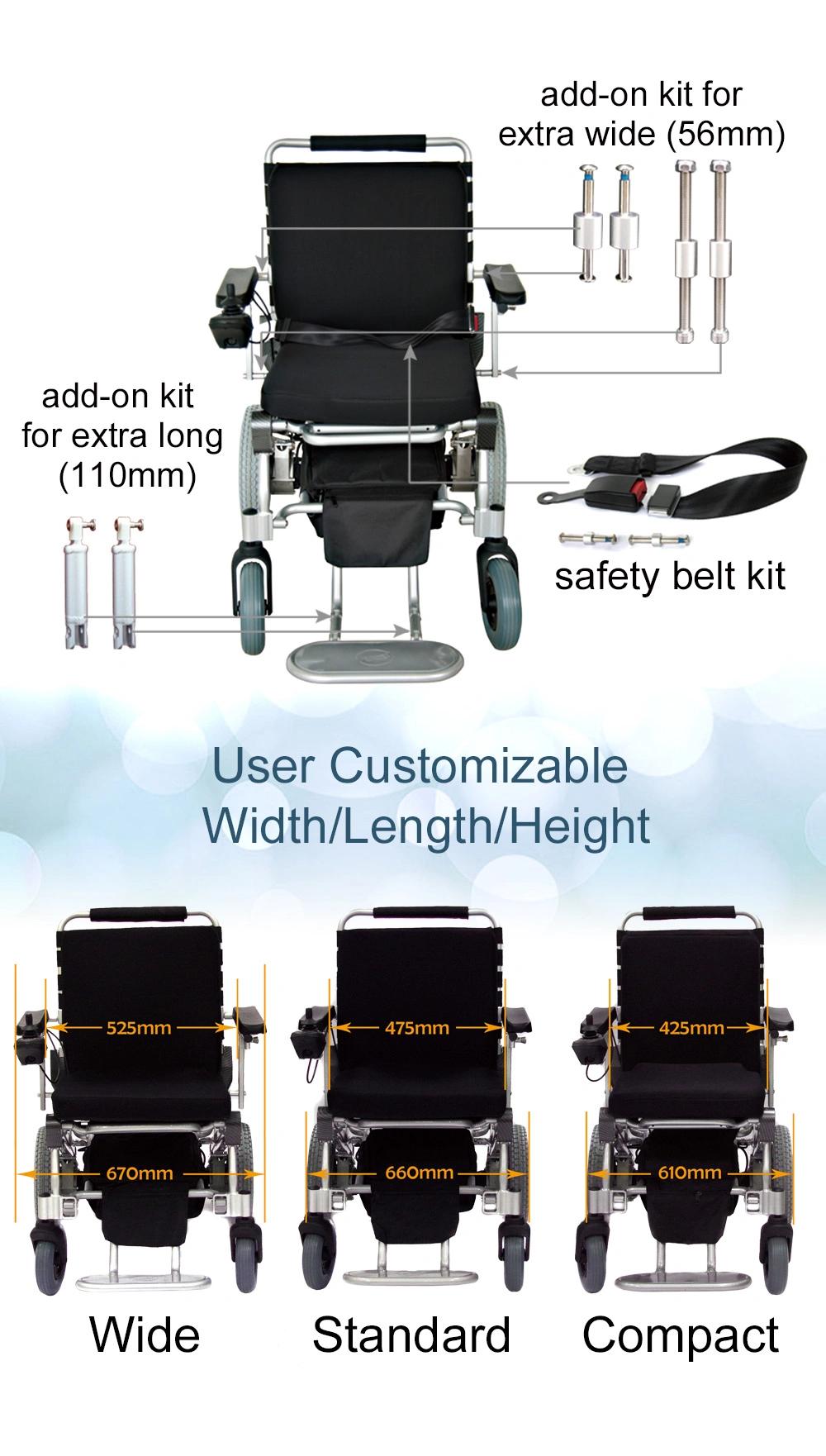 Ultra Strong Fame, Patented Design,East Folding / unfolding, portable and foldable electric mobility wheelchair with 10′′ quick removable motors, 15kg only