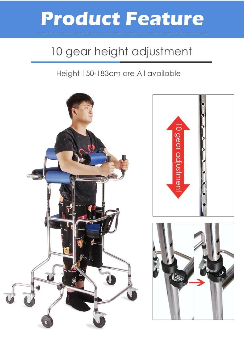 Standing Frame Hospital Rehabilitation Equipment Walking Aid with Wheels Walker