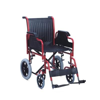 Topmedi 2020 Hot Sale Adjustable Footrest Metal Adult Manual Folding Steel Wheelchair