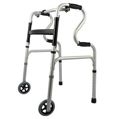 Walking Aid for The Elderly Disabled Aluminium Alloy Folding Walker with Wheel