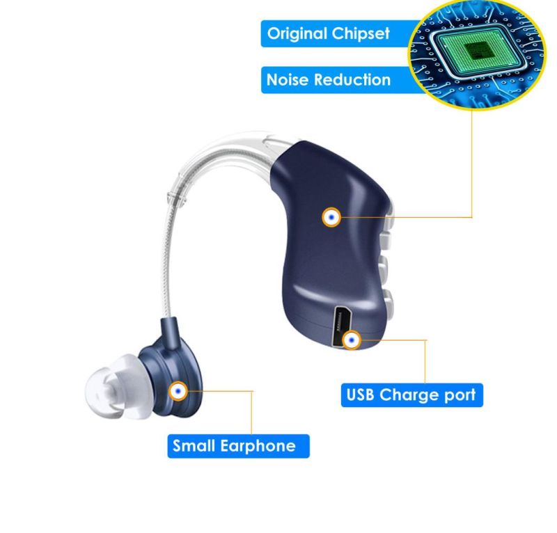 New Earsmate Mini Behind The Ear Rechargeable Hearing Aids for Seniors with Noise Cancellation Sound Amplifier Devices G28X