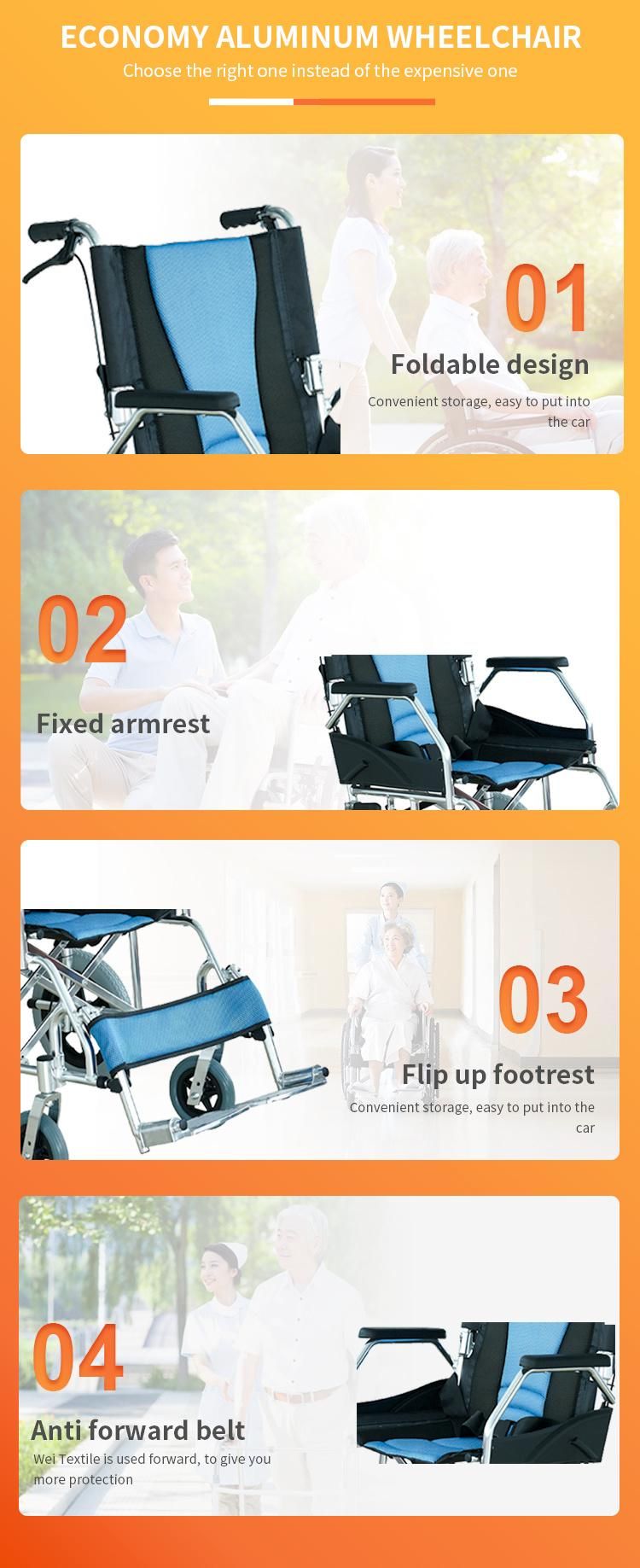 Aluminum Standard Travel Lightweight Easy Carry 12 Inch Rear Small Wheel Wheelchair