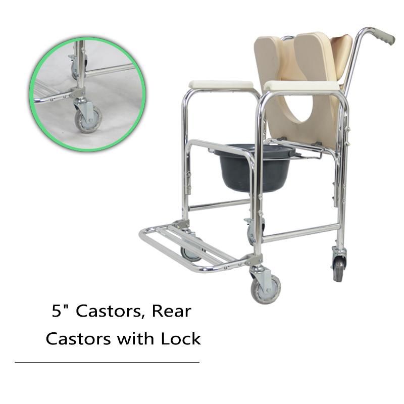 Mn-Dby003 Portable Commode Chair Hospital Disabled Nursing Adjustable Transfer Toilet Chair for Shower