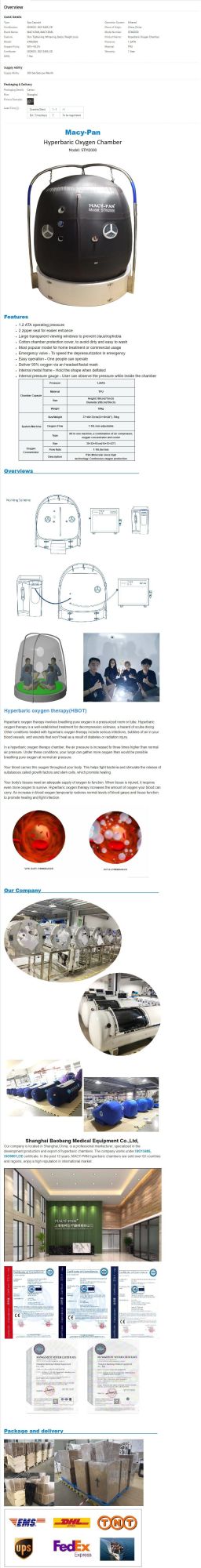 Hyperbaric Oxygen Chamber Medical Use for Clinic