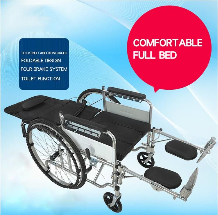 Hochey Medical Basic Simple Standard Commode Wheelchair with Toliet Portable Wheel Chair