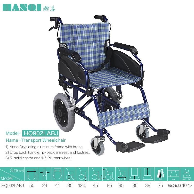 Hq900L High Quality Medical Manual Lightweight Fordable Wheelchair for Disable