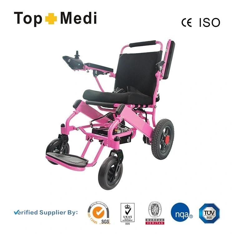 Pink Physical Therapy Supplies Foldable Lightweight Cheapest Electric Wheelchair