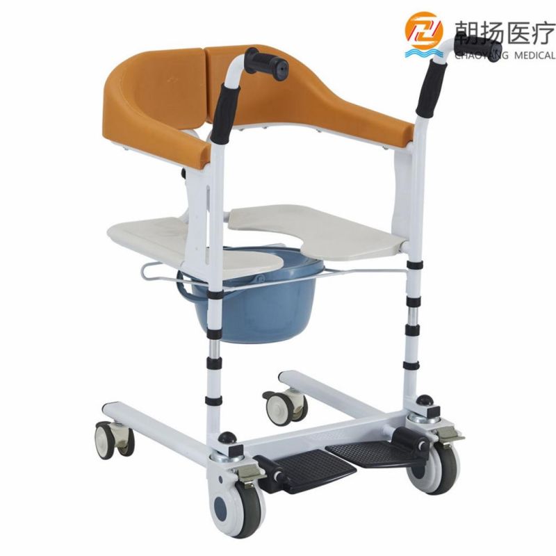 Portable Foldable Patient Lift Transfer Commode Toilet Adjustable Bath Chair