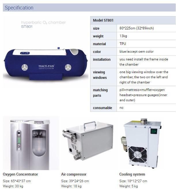 Hyperbaric Oxygen Chamber St801 Portable Medium Pressure 1.3ATA