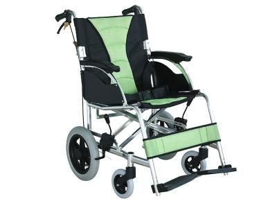 Transport Lightweight Easy Carry Double Cross Bar Wheelchair 12inch Rear Small Wheel Drop Back Handle with Seat Belt and Hand Brake Wheel Chair
