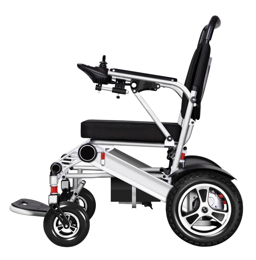 Outdoor Aluminium Folding Electric Power Wheelchair with Shock Absorption