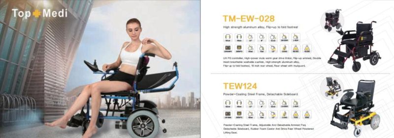 New Design Using Outdoor High End Black Foldable Electric Folding Power Wheelchair