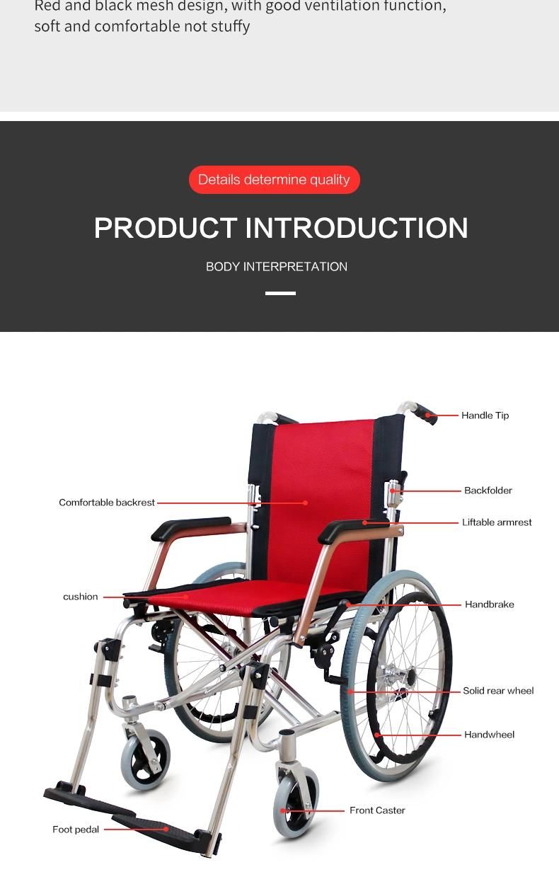 Hanqi Hq801L High Quality Aluminum Manual Wheelchair for Disable