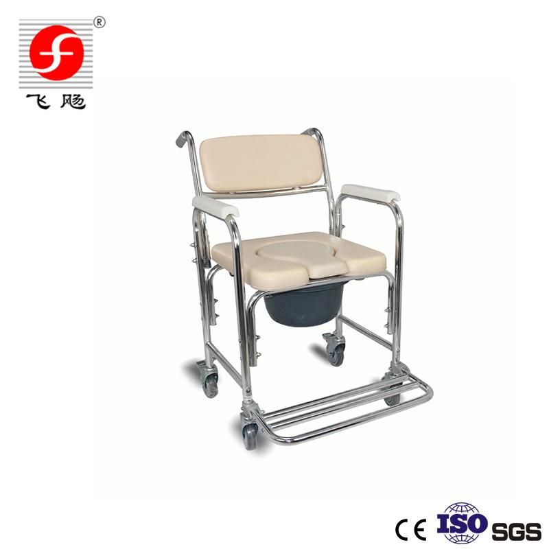 4 Wheels Aluminum Potty Chair Commode for Disabled and Elderly