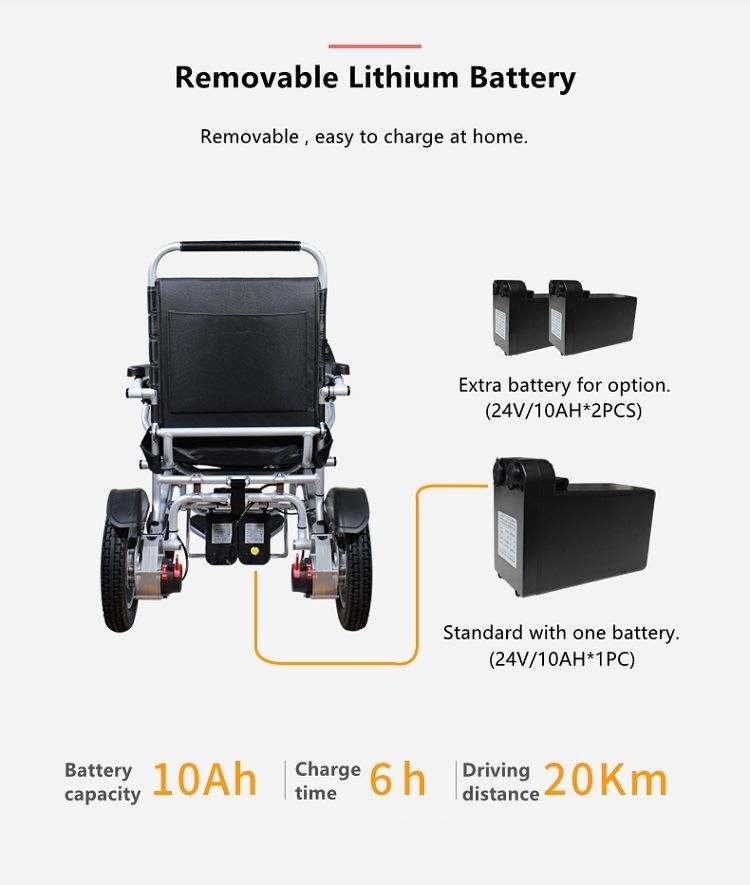 12 Inch Wheel Aluminium Smart Disabled Light Foldable Electric Wheelchair