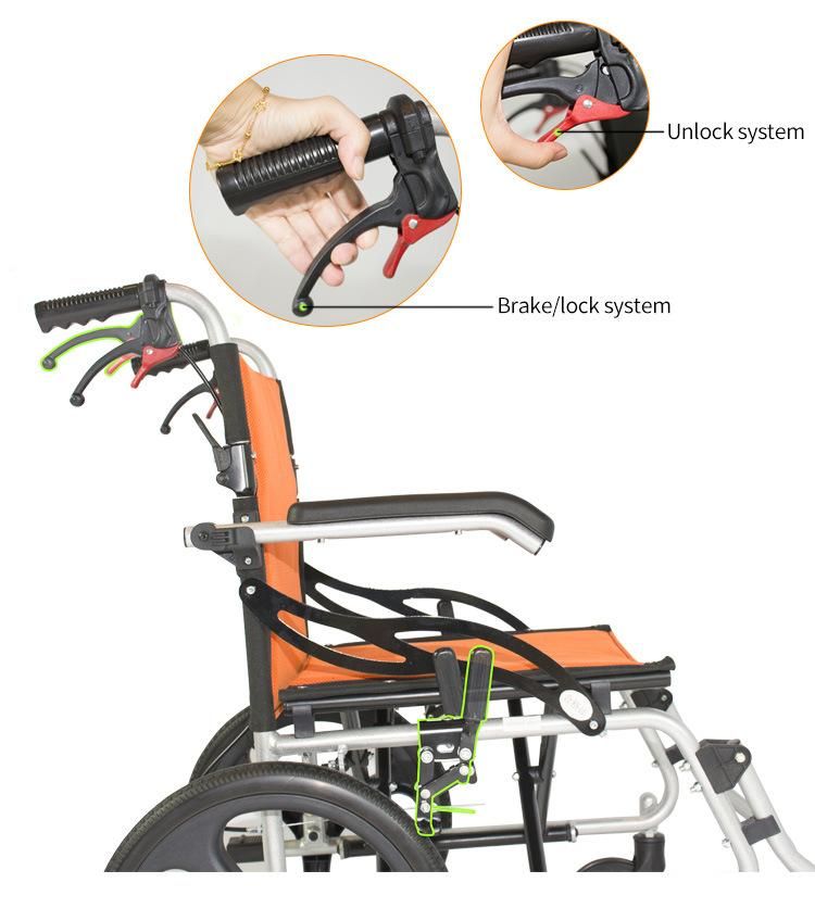 Folding Aluminum Alloy Light Weight and Economical Manual Wheelchair for Handicapped Persons
