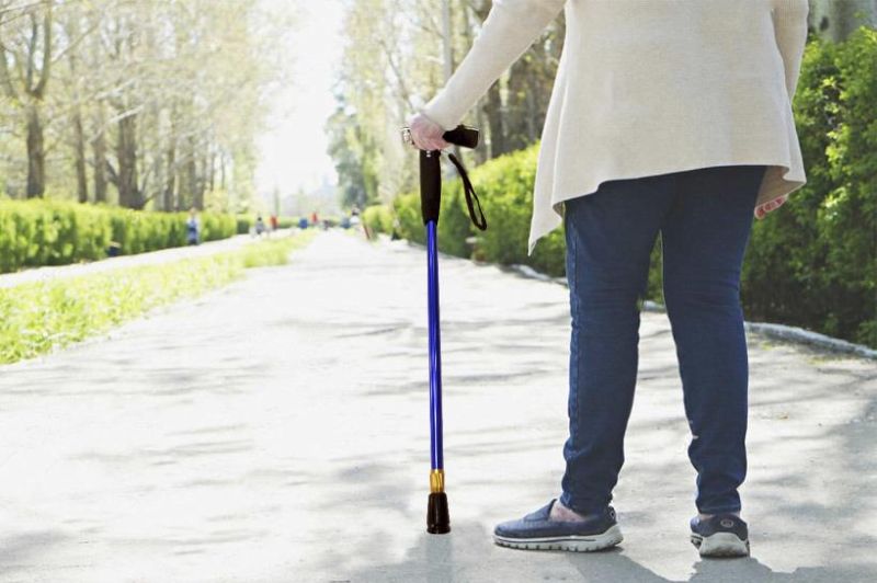 Three-Feet Blue Aluminum Alloy Walking Cane with Lights