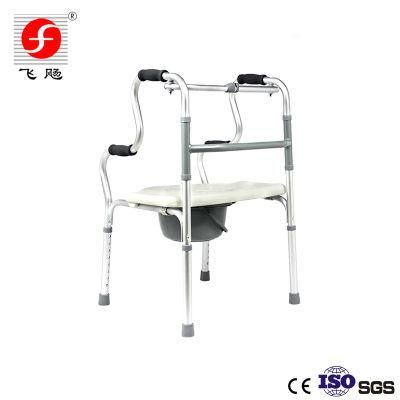 Mobility Frame Folding Aluminum Walker with Plastic Commode